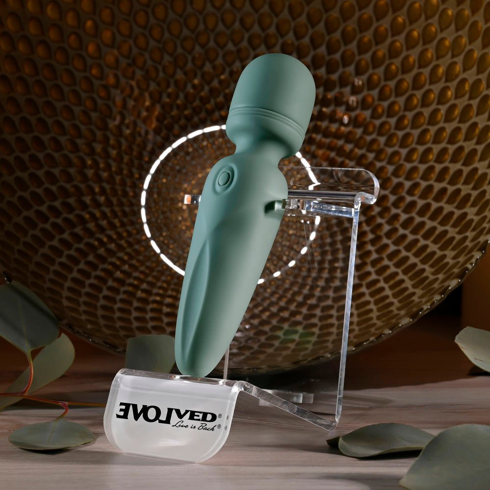 Evolved RUMBLE WAND - Olive Greeb 13.4 USB Rechargeable Mini Massage Wand – Sex toys NZ by Naughtyhut. Discreet delivery nationwide.