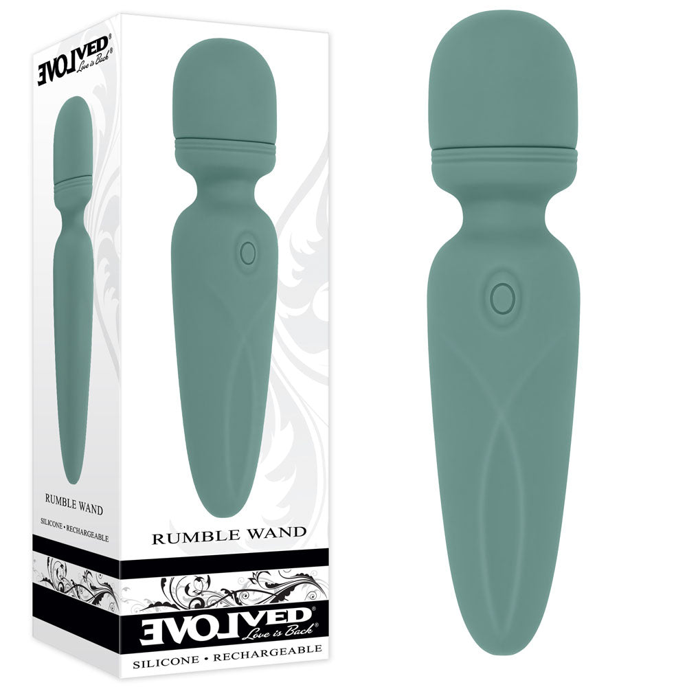 Buy Evolved RUMBLE WAND - Olive Greeb 13.4 USB Rechargeable Mini Massage Wand – Naughtyhut NZ sex toys online. Discreet delivery & top brands.