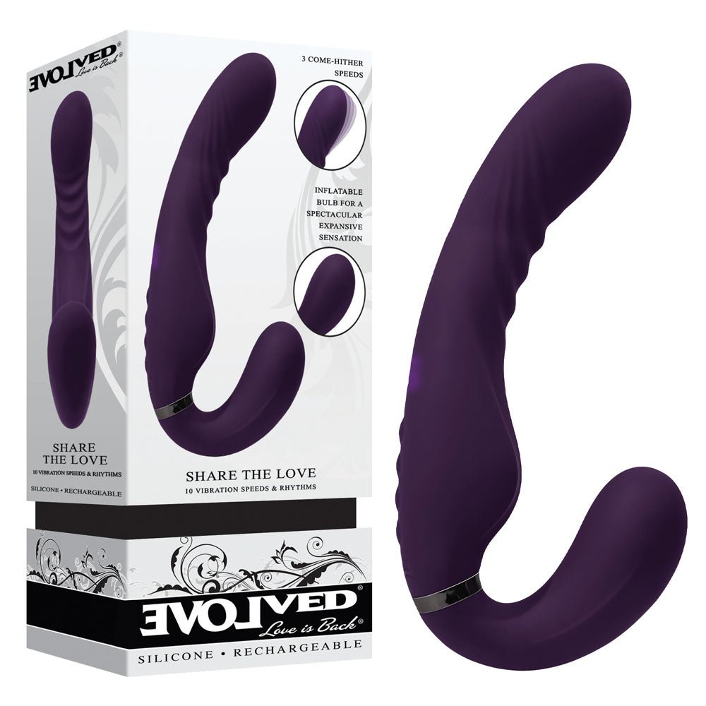 Evolved SHARE THE LOVE - Purple 22.9 cm USB Rechargeable Inflatable Strapless Strap - On – Sex toys NZ by Naughtyhut. Discreet delivery nationwide.