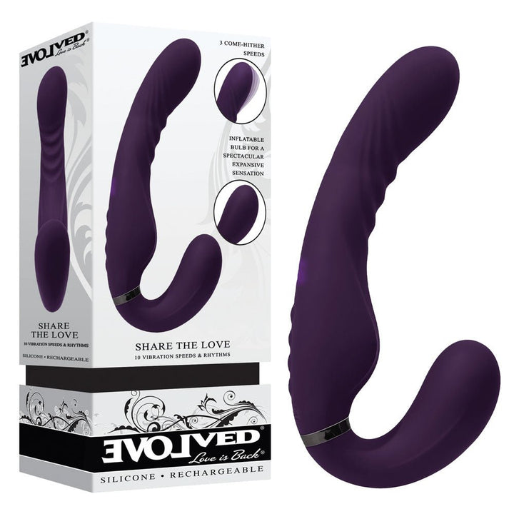 Evolved SHARE THE LOVE - Purple 22.9 cm USB Rechargeable Inflatable Strapless Strap - On – Sex toys NZ by Naughtyhut. Discreet delivery nationwide.