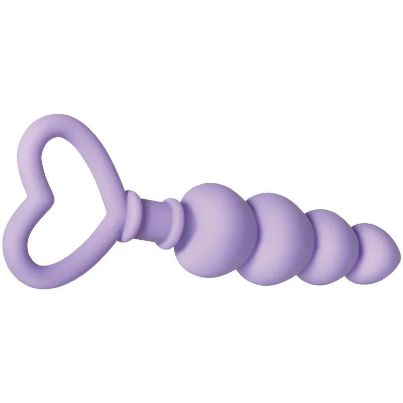 Evolved Sweet Treat butt plug in Purple lying on its side, showing the graduated bead profile