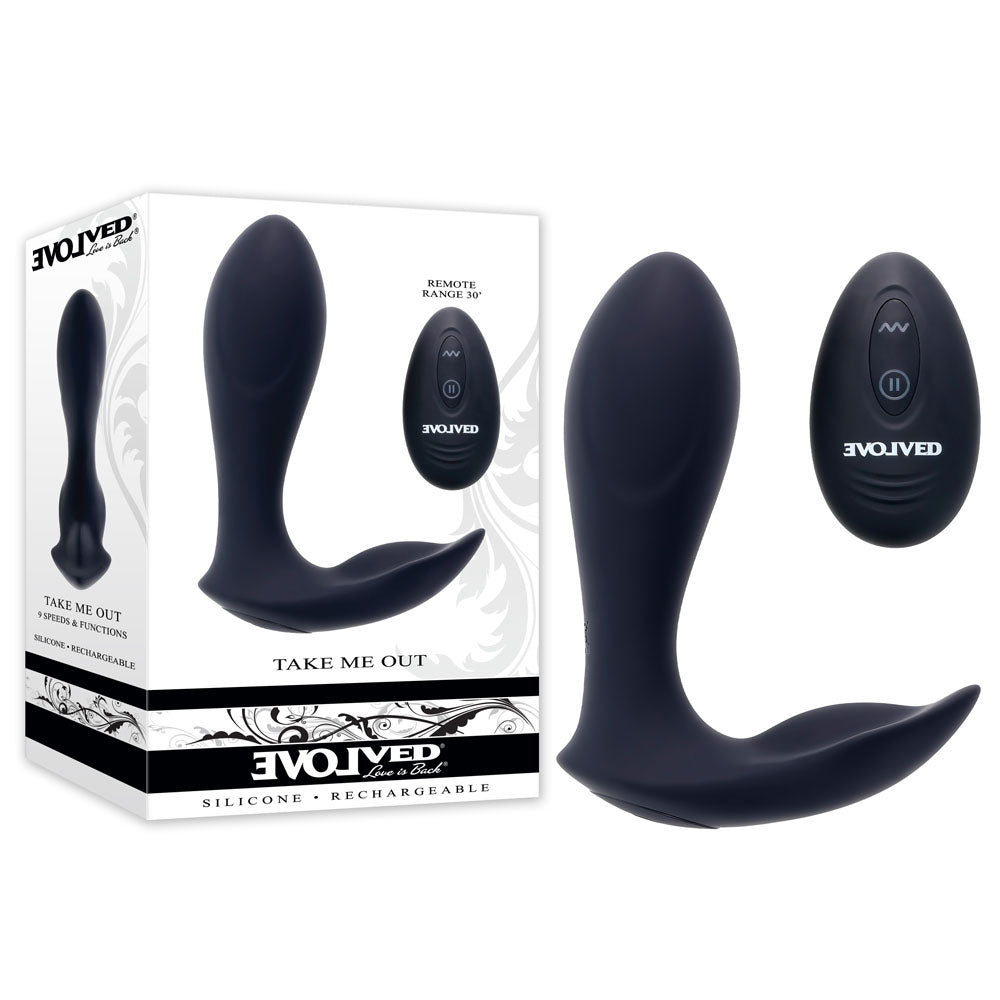 Evolved TAKE ME OUT - Black USB Rechargeable Wearable Vibrator with Remote Control – Sex toys NZ by Naughtyhut. Discreet delivery nationwide.