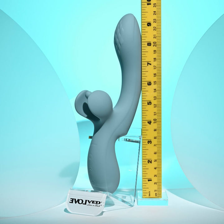 Evolved TAKE YOUR FLICK - Grey 24.1 cm USB Rechargeable Vibrator with Flicking Clitoral Stimulator – Sex toys NZ by Naughtyhut. Discreet delivery nationwide.