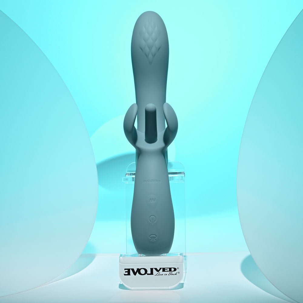 Evolved TAKE YOUR FLICK - Grey 24.1 cm USB Rechargeable Vibrator with Flicking Clitoral Stimulator – Sex toys NZ by Naughtyhut. Discreet delivery nationwide.