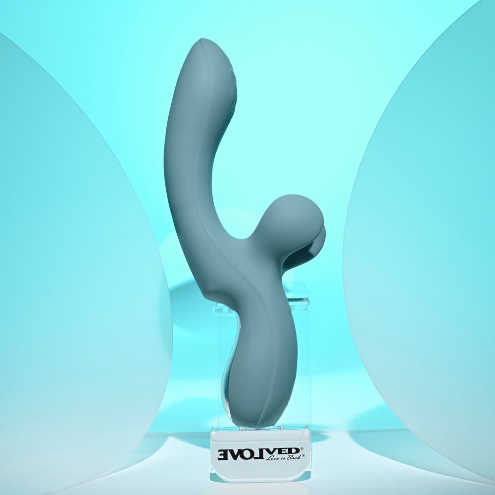 Buy Evolved TAKE YOUR FLICK - Grey 24.1 cm USB Rechargeable Vibrator with Flicking Clitoral Stimulator – Naughtyhut NZ sex toys online. Discreet delivery & top brands.