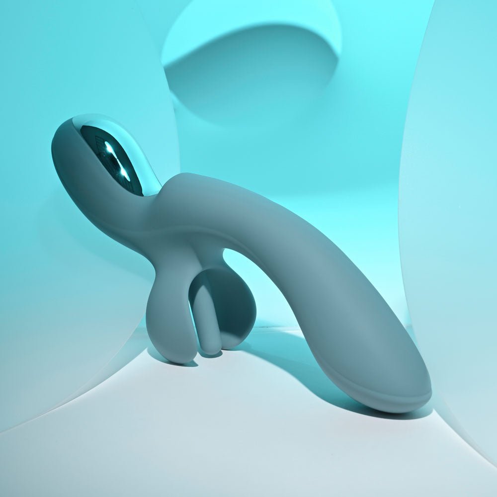 Buy Evolved TAKE YOUR FLICK - Grey 24.1 cm USB Rechargeable Vibrator with Flicking Clitoral Stimulator – Naughtyhut NZ sex toys online. Discreet delivery & top brands.