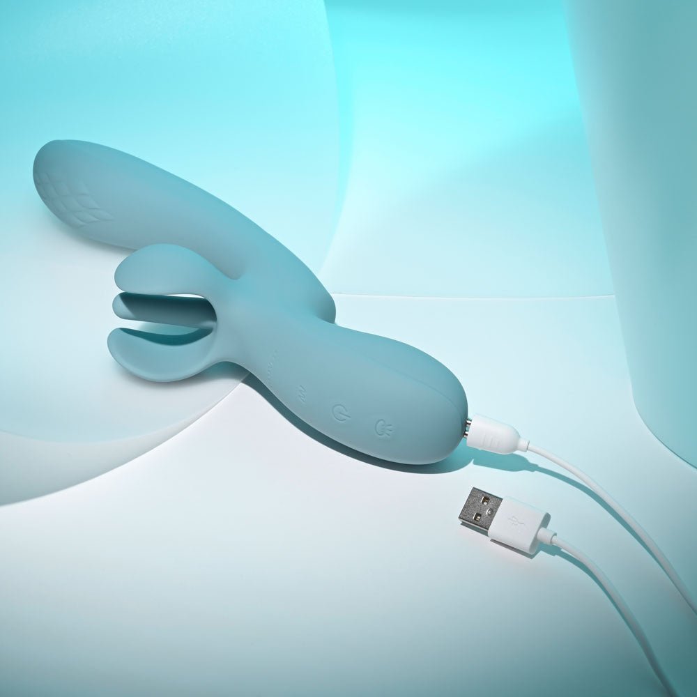 Buy Evolved TAKE YOUR FLICK - Grey 24.1 cm USB Rechargeable Vibrator with Flicking Clitoral Stimulator – Naughtyhut NZ sex toys online. Discreet delivery & top brands.