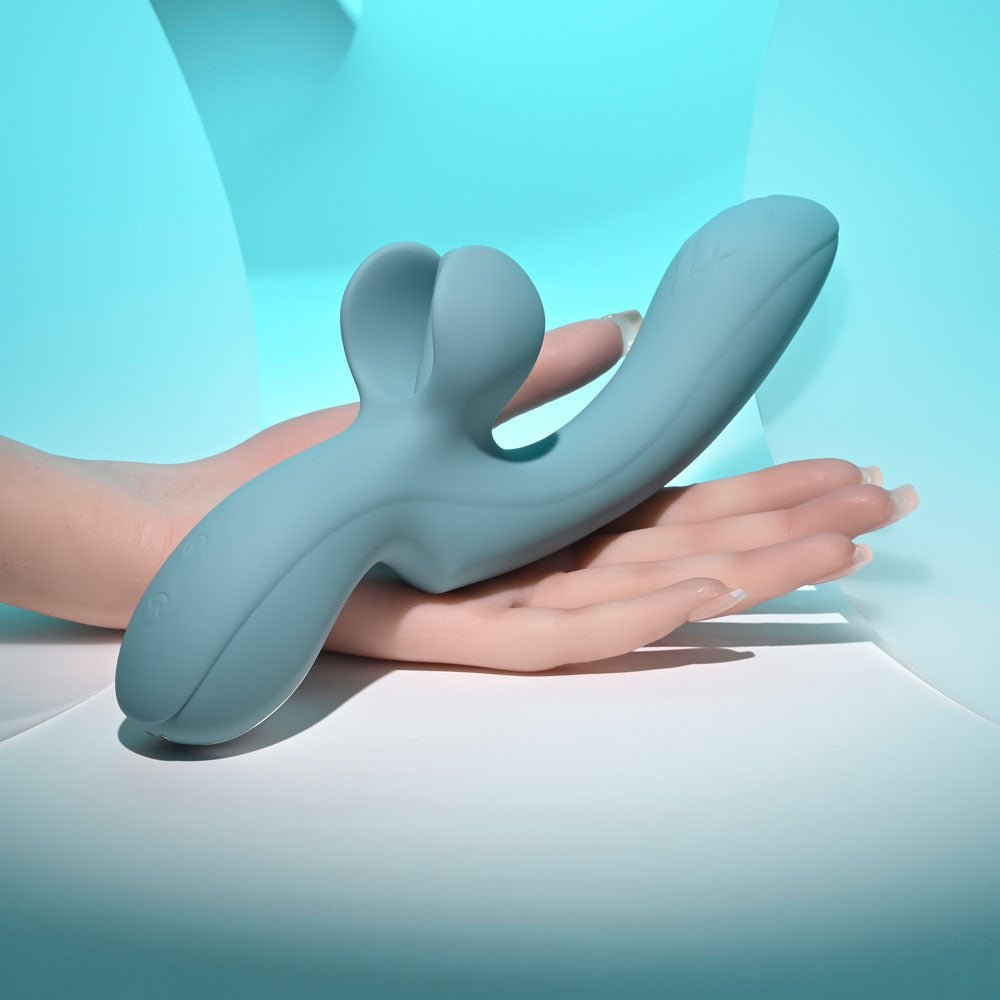 Buy Evolved TAKE YOUR FLICK - Grey 24.1 cm USB Rechargeable Vibrator with Flicking Clitoral Stimulator – Naughtyhut NZ sex toys online. Discreet delivery & top brands.