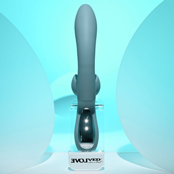 Evolved TAKE YOUR FLICK - Grey 24.1 cm USB Rechargeable Vibrator with Flicking Clitoral Stimulator – Sex toys NZ by Naughtyhut. Discreet delivery nationwide.