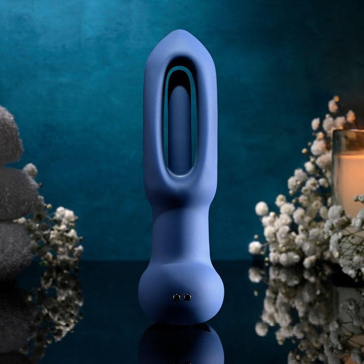 Evolved THE FLAPPER - Blue 14 cm USB Rechargeable Vibrating and Flapping Butt Plug with Remote – Sex toys NZ by Naughtyhut. Discreet delivery nationwide.