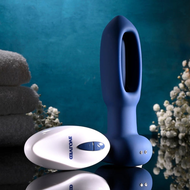 Evolved THE FLAPPER - Blue 14 cm USB Rechargeable Vibrating and Flapping Butt Plug with Remote – Sex toys NZ by Naughtyhut. Discreet delivery nationwide.
