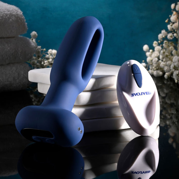 Evolved THE FLAPPER - Blue 14 cm USB Rechargeable Vibrating and Flapping Butt Plug with Remote – Sex toys NZ by Naughtyhut. Discreet delivery nationwide.