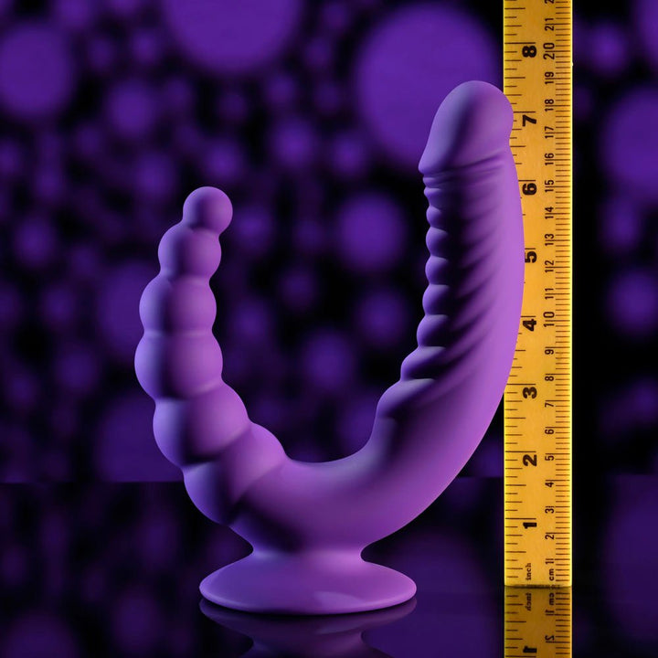 Evolved THE RIDER - Purple USB Rechargeable Double Ended Vibrator with Wireless Remote – Sex toys NZ by Naughtyhut. Discreet delivery nationwide.