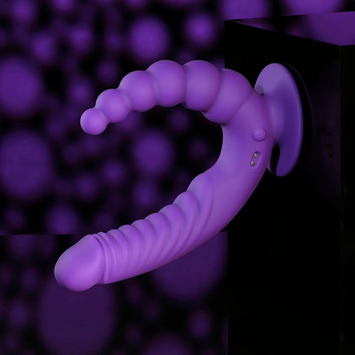 Evolved THE RIDER - Purple USB Rechargeable Double Ended Vibrator with Wireless Remote – Sex toys NZ by Naughtyhut. Discreet delivery nationwide.
