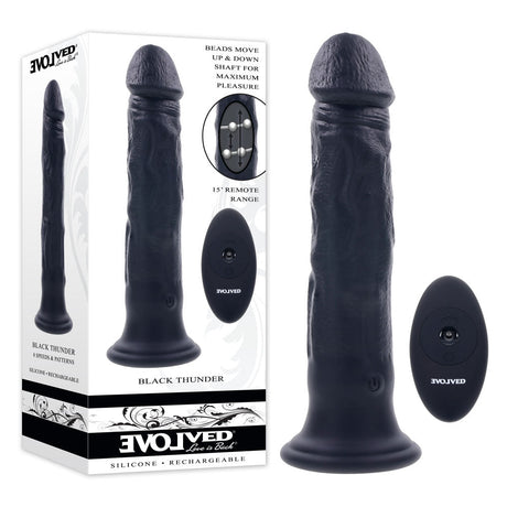 Buy Evolved BLACK THUNDER - Black 25 cm USB Rechargeable Vibrator – Naughtyhut NZ sex toys online. Discreet delivery & top brands.