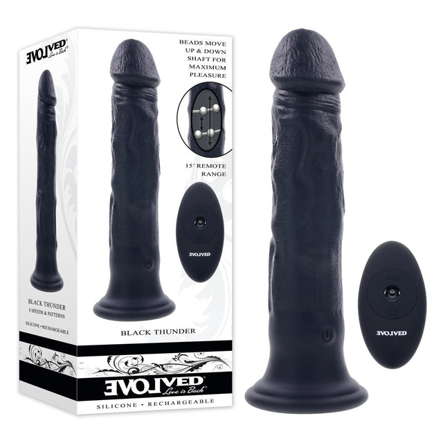 Buy Evolved BLACK THUNDER - Black 25 cm USB Rechargeable Vibrator – Naughtyhut NZ sex toys online. Discreet delivery & top brands.