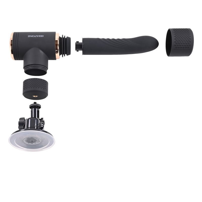 Evolved TOO HOT TO HANDLE - Black USB Rechargeable Thrusting Vibe with Stand – Sex toys NZ by Naughtyhut. Discreet delivery nationwide.