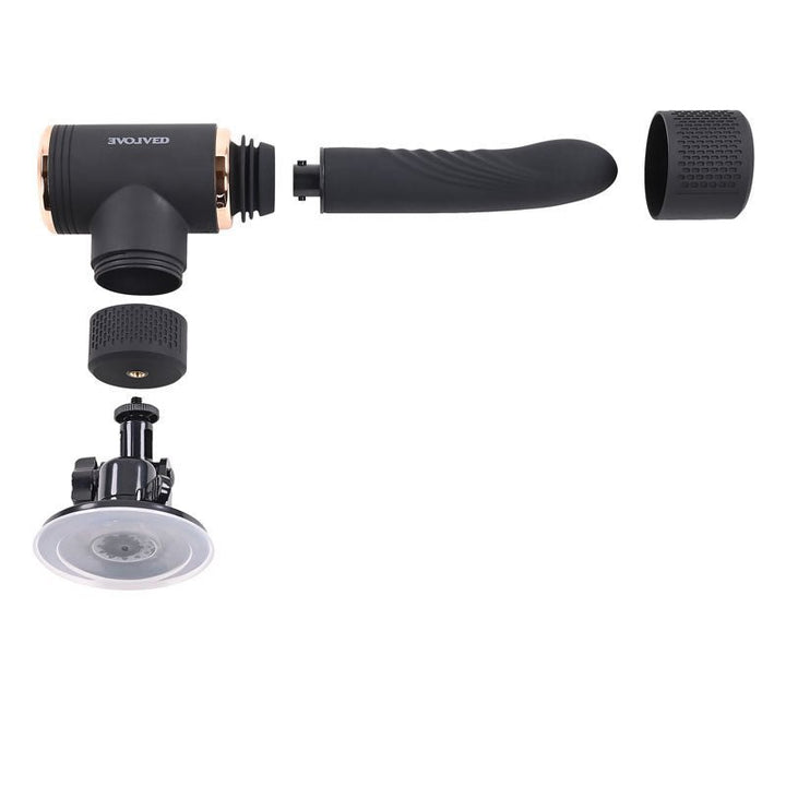 Evolved TOO HOT TO HANDLE - Black USB Rechargeable Thrusting Vibe with Stand – Sex toys NZ by Naughtyhut. Discreet delivery nationwide.