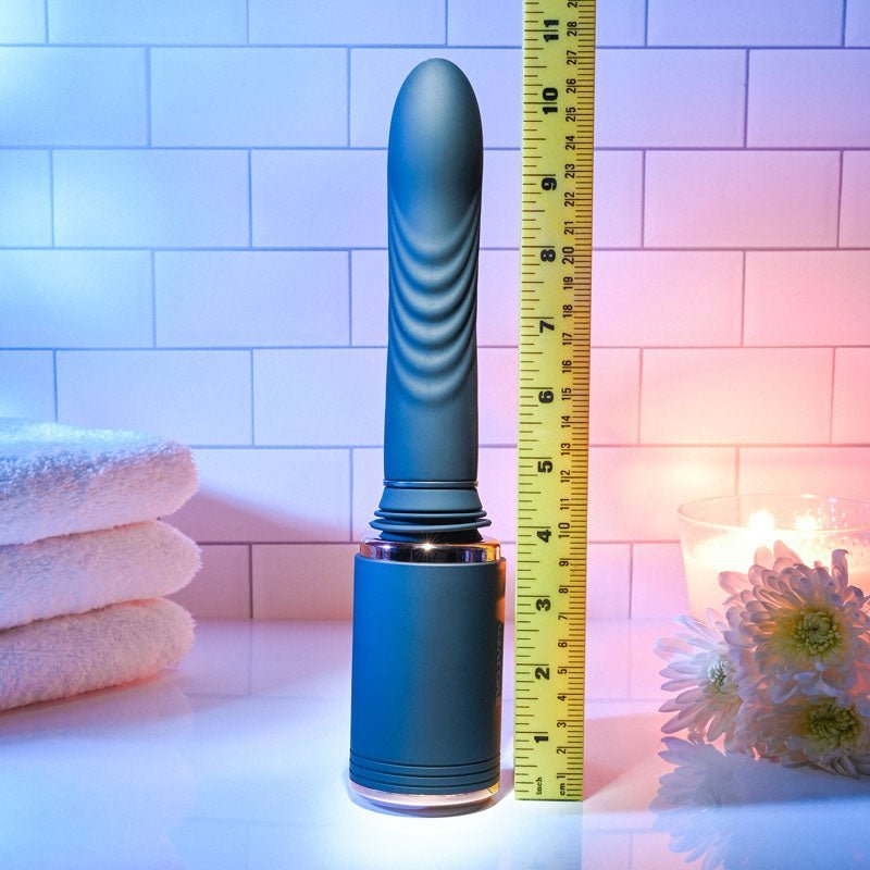 Evolved TOO HOT TO HANDLE - Black USB Rechargeable Thrusting Vibe with Stand – Sex toys NZ by Naughtyhut. Discreet delivery nationwide.