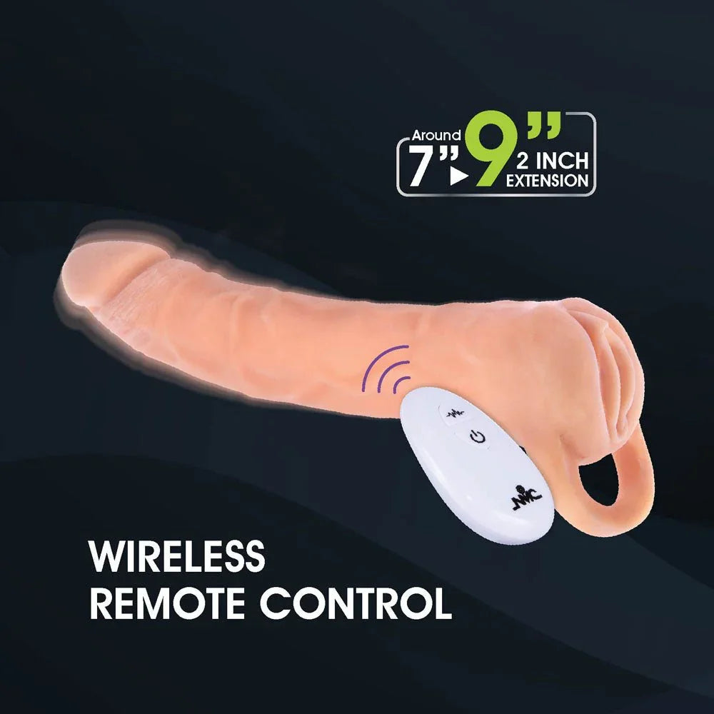 Extendor+ feature shot with wireless remote, marking the 2 inch length gain