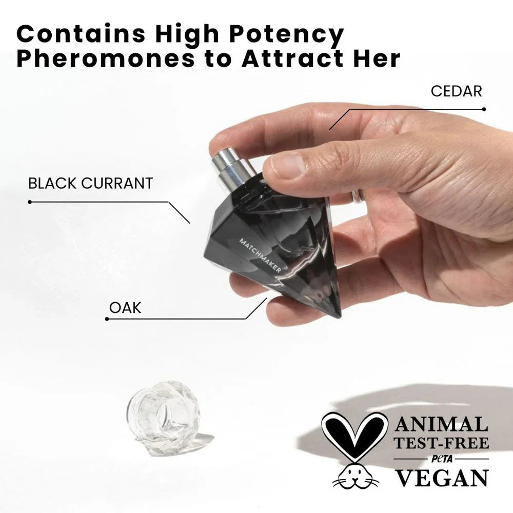 Matchmaker Black Diamond 30ml diagram, faceted black bottle with cedar, blackcurrant and oak labelled