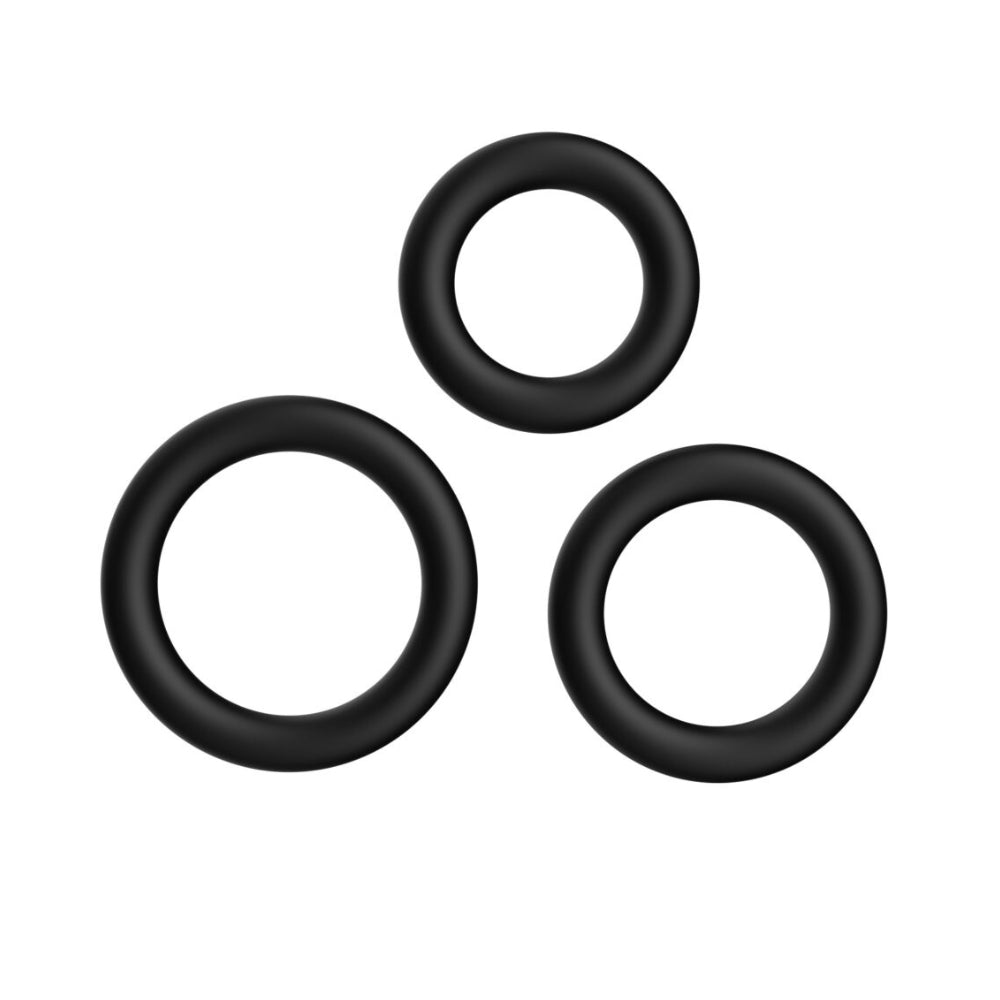 Buy F - 39: Trio Cockring Set - Black – Naughtyhut NZ sex toys online. Discreet delivery & top brands.