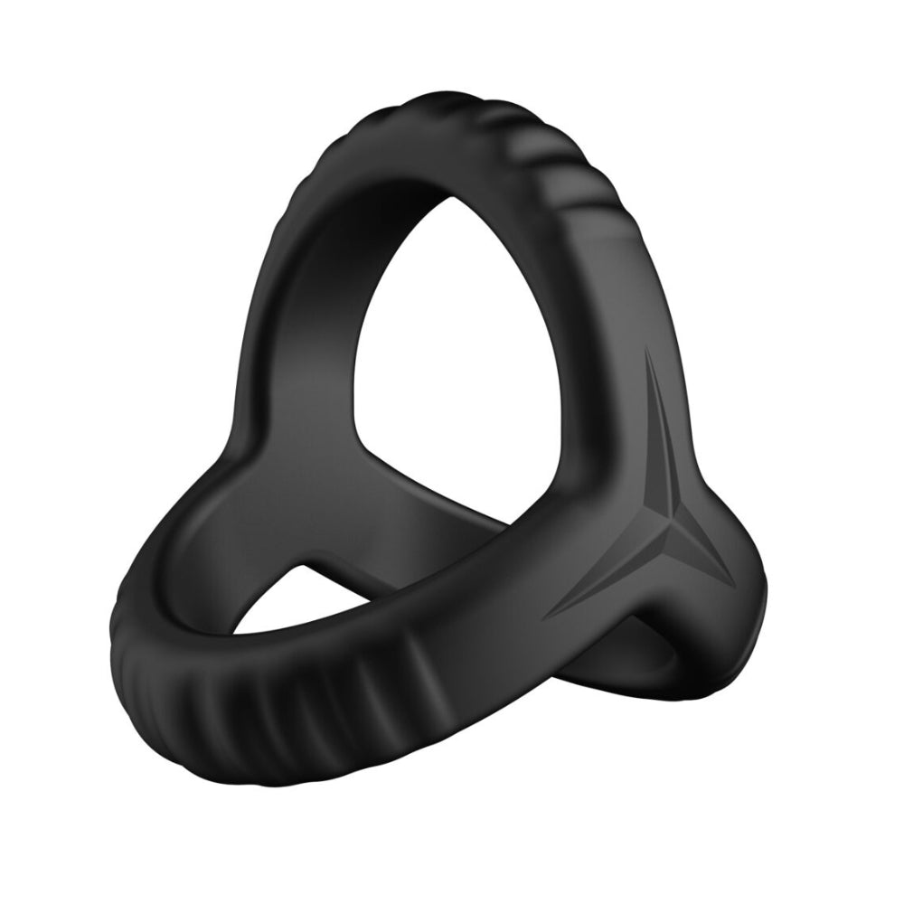 F - 59: Tri Cock & Ball Ring - Black – Sex toys NZ by Naughtyhut. Discreet delivery nationwide.