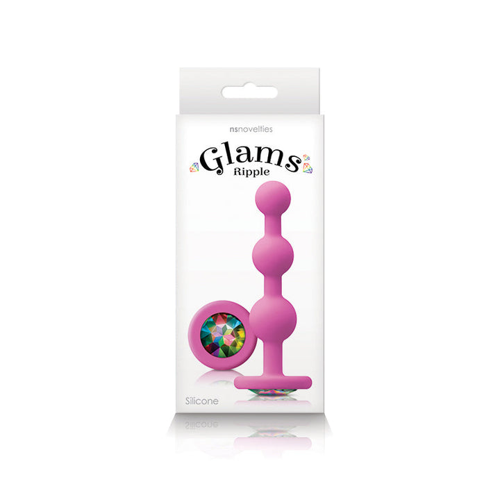 Glams Ripple rainbow gem butt plug with retail packaging