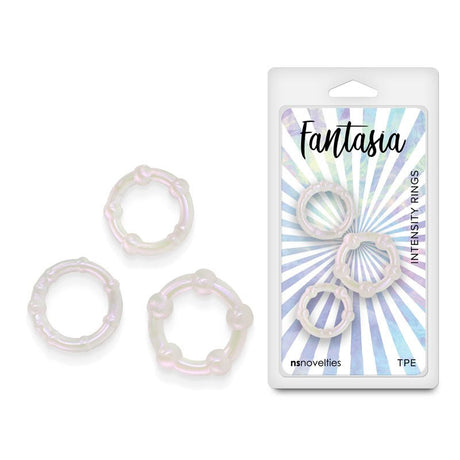 Buy Fantasia - Intensity Rings - Pearl - Pearlescent Beaded Cock Rings - Set of 3 Sizes – Naughtyhut NZ sex toys online. Discreet delivery & top brands.