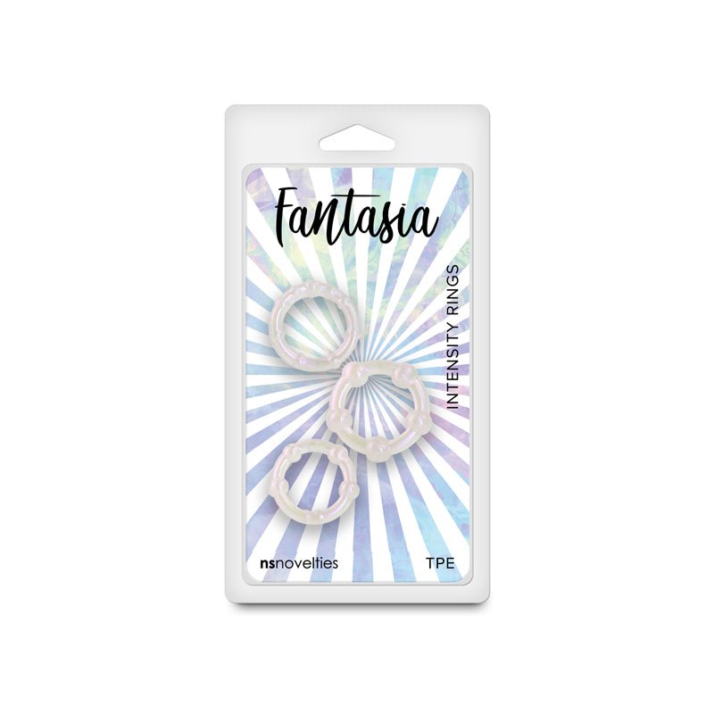 Buy Fantasia - Intensity Rings - Pearl - Pearlescent Beaded Cock Rings - Set of 3 Sizes – Naughtyhut NZ sex toys online. Discreet delivery & top brands.