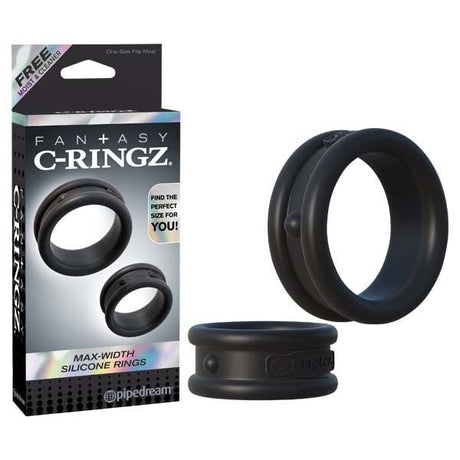 Buy Fantasy C - Ringz Max Width Silicone Rings - Black Cock Rings - Set of 2 – Naughtyhut NZ sex toys online. Discreet delivery & top brands.