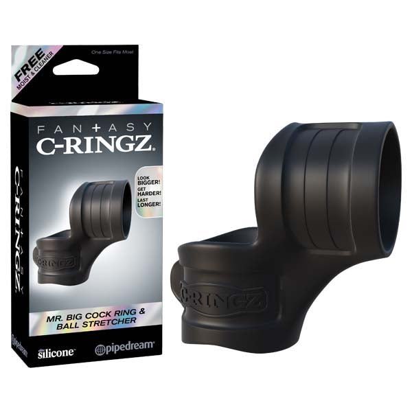 Fantasy C - ringz Mr Big Cock Ring And Ball Stretcher - Black Cock & Ball Rings – Sex toys NZ by Naughtyhut. Discreet delivery nationwide.