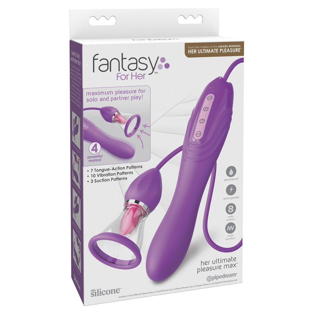 Fantasy For Her Her Ultimate Pleasure Max - Purple USB Rechargeable Vibrator with Flicking Stimulator – Sex toys NZ by Naughtyhut. Discreet delivery nationwide.