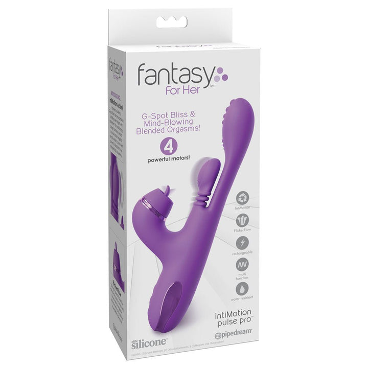 Fantasy For Her IntiMotion Pulse Pro - Purple 24 cm USB Rechargeable Swirling & Flicking Rabbit Vibrator – Sex toys NZ by Naughtyhut. Discreet delivery nationwide.