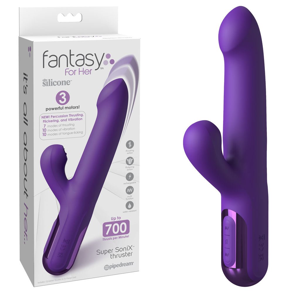 Fantasy For Her Super SoniX Thruster - Purple USB Rechargeable Thrusting Rabbit Vibrator – Sex toys NZ by Naughtyhut. Discreet delivery nationwide.