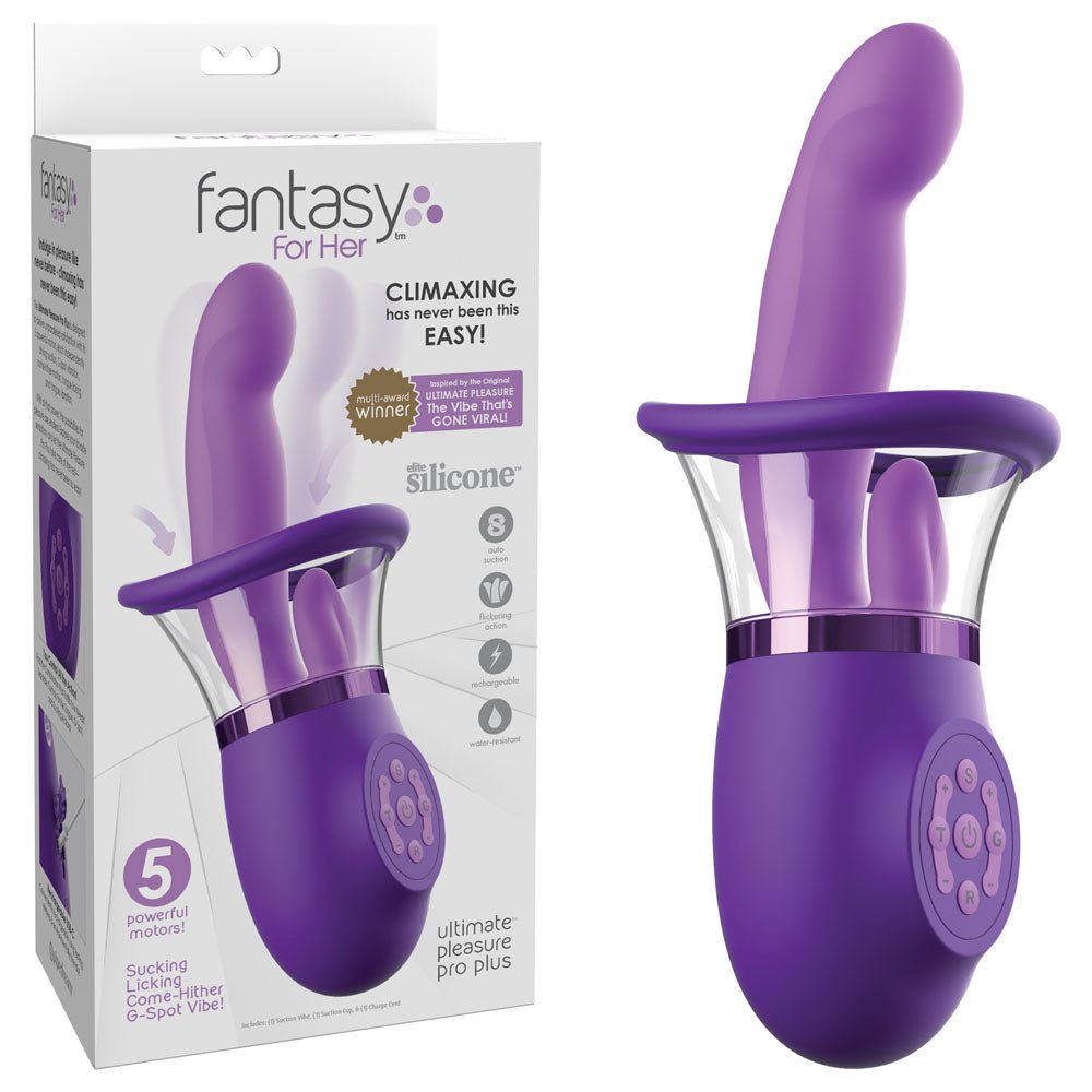 Fantasy For Her Ultimate Pleasure Pro Plus - Purple USB Rechargeable Sucking Licking & Flicking Vibrator – Sex toys NZ by Naughtyhut. Discreet delivery nationwide.