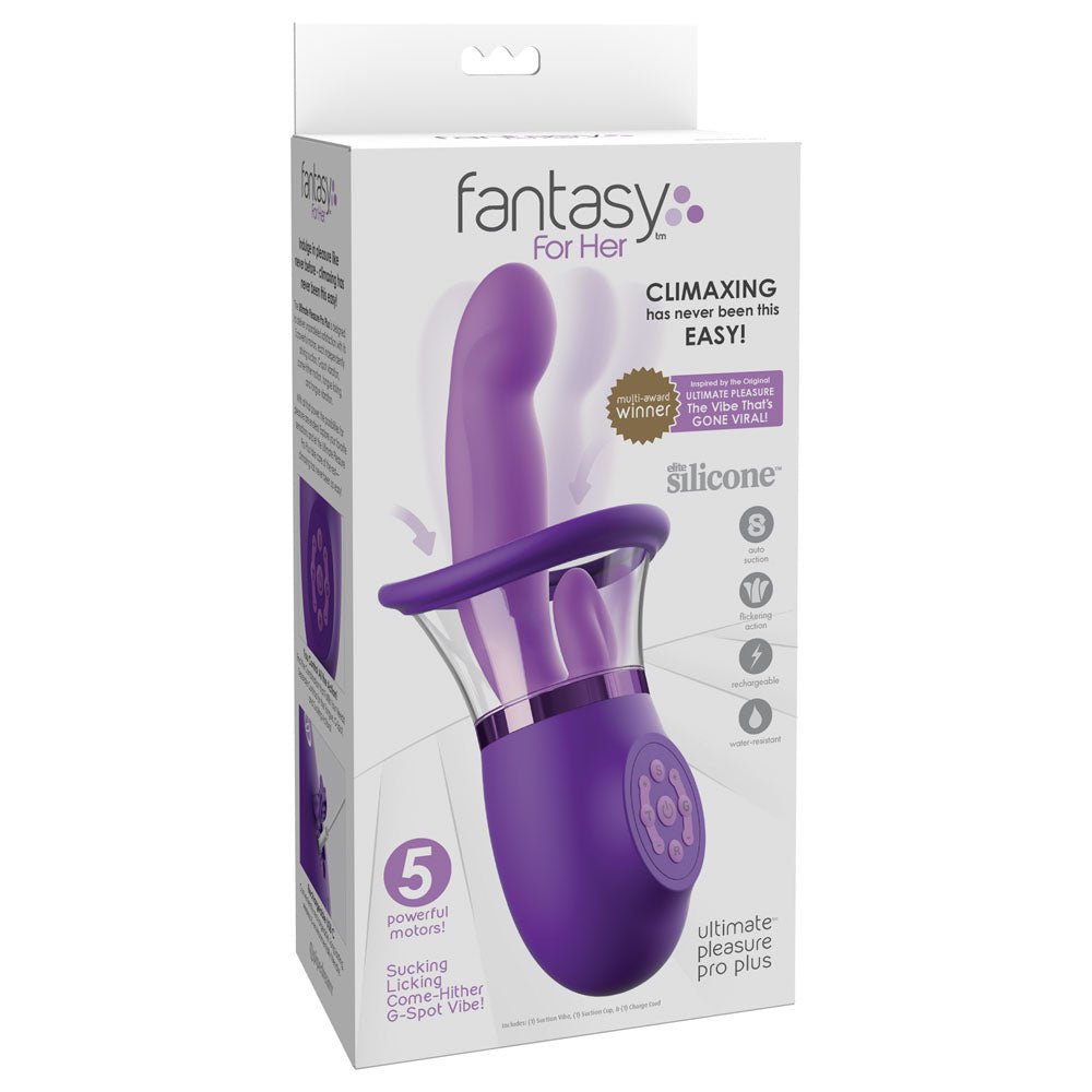 Fantasy For Her Ultimate Pleasure Pro Plus - Purple USB Rechargeable Sucking Licking & Flicking Vibrator – Sex toys NZ by Naughtyhut. Discreet delivery nationwide.