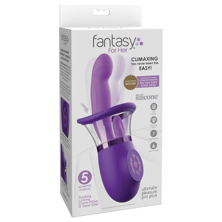 Fantasy For Her Ultimate Pleasure Pro Plus - Purple USB Rechargeable Sucking Licking & Flicking Vibrator – Sex toys NZ by Naughtyhut. Discreet delivery nationwide.