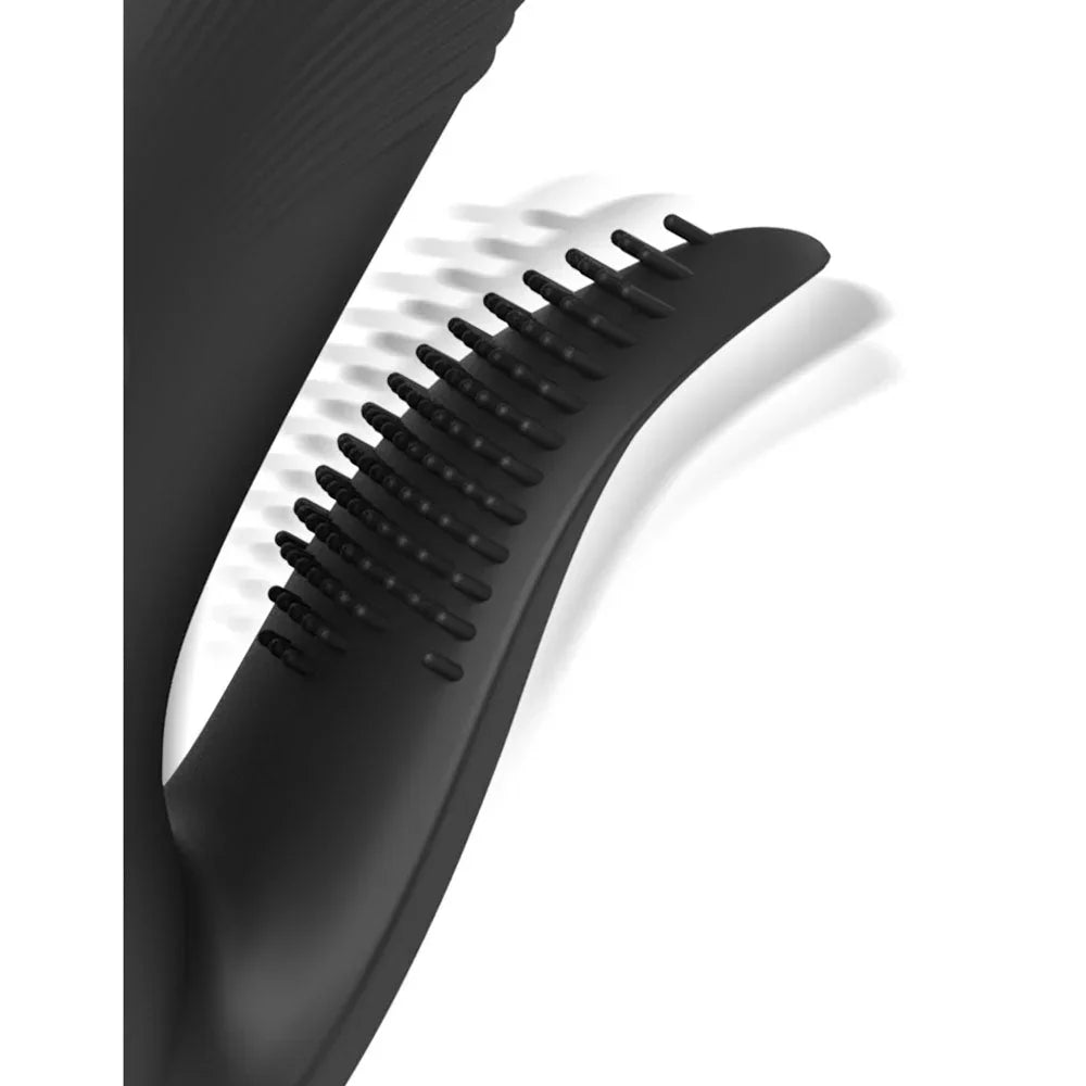 Detail of the Pogo Thruster's flexible bristled clitoral comb bending