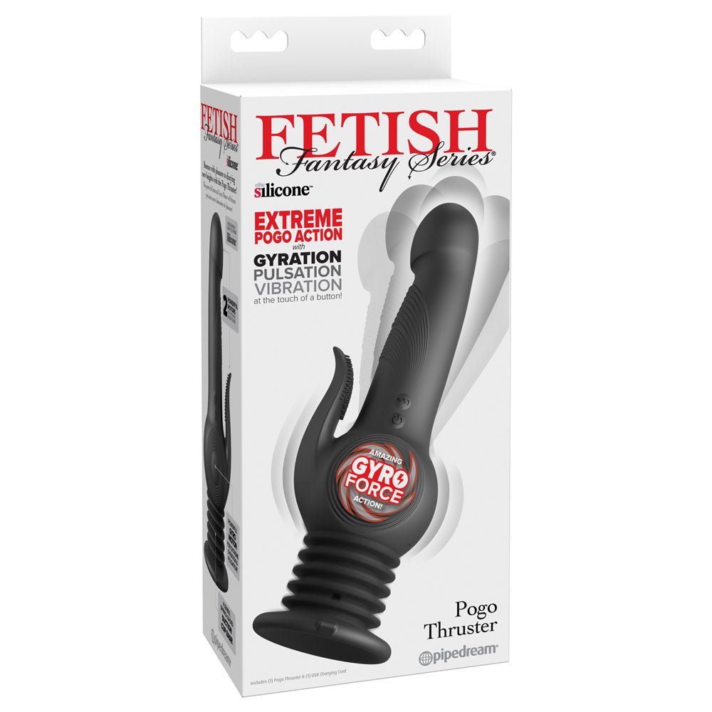 Fetish Fantasy Series Pogo Thruster - Black USB Rechargeable 23.5 cm Gyrating Rabbit Vibrator – Sex toys NZ by Naughtyhut. Discreet delivery nationwide.