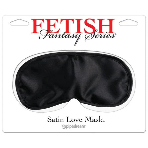 Pipedream Fetish Fantasy Satin Love Mask blindfold in Black on its backing card