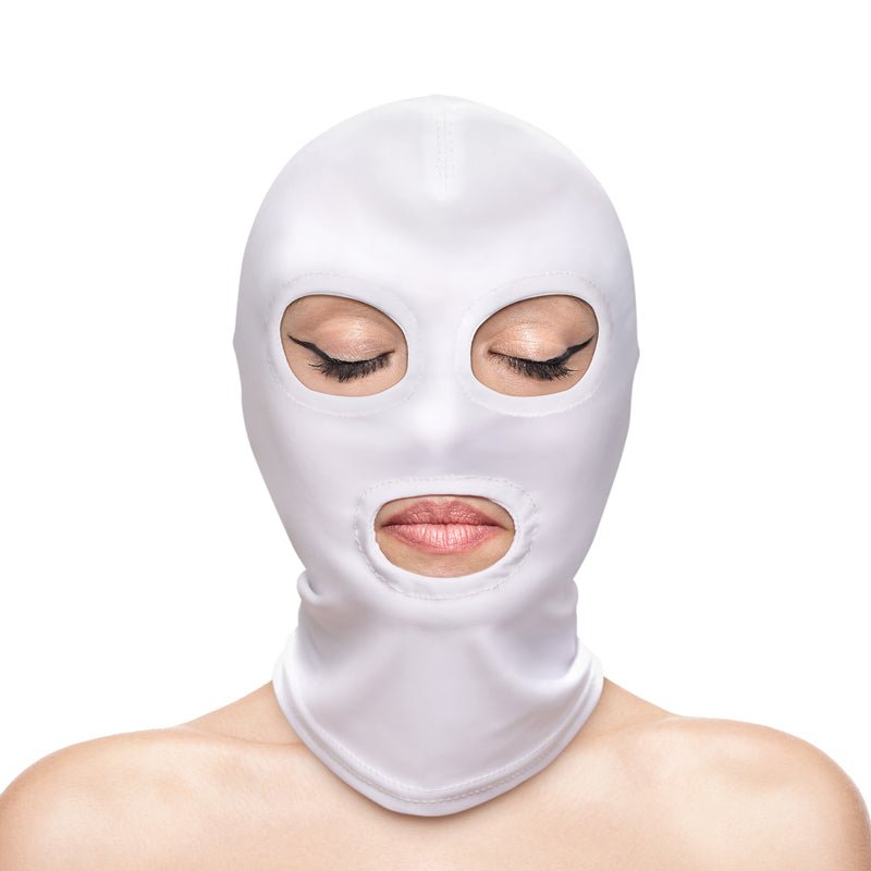 Buy Fetish & Fashion - Eyes & Mouth Hood - White - White Hood – Naughtyhut NZ sex toys online. Discreet delivery & top brands.