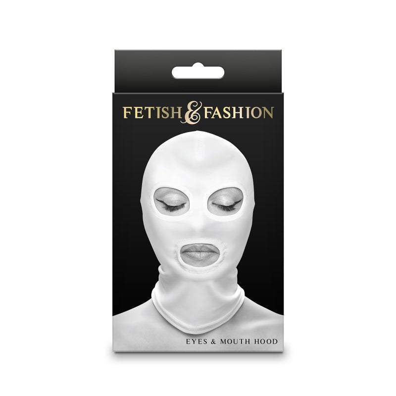 Fetish & Fashion - Eyes & Mouth Hood - White - White Hood – Sex toys NZ by Naughtyhut. Discreet delivery nationwide.