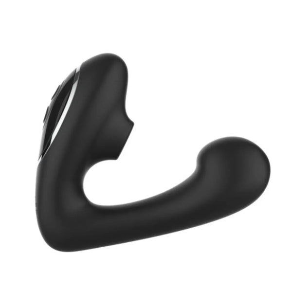 Fifty Shades of Grey Greedy Girl Duet in Black, curved dual stimulator with suction mouth