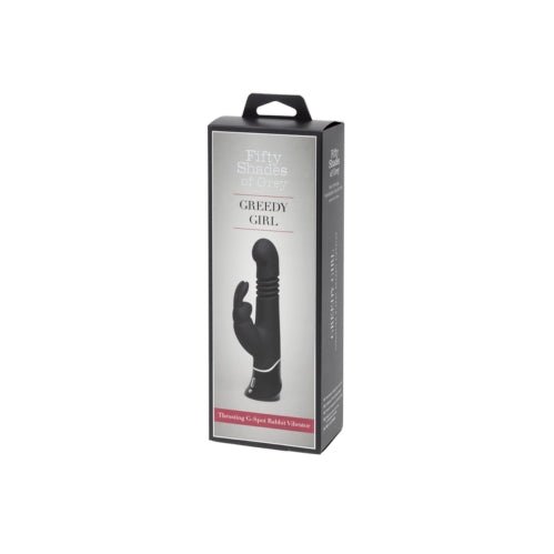 Fifty Shades of Grey Greedy Girl Rechargeable G - Spot Thrusting Rabbit Vibrator Black – Sex toys NZ by Naughtyhut. Discreet delivery nationwide.