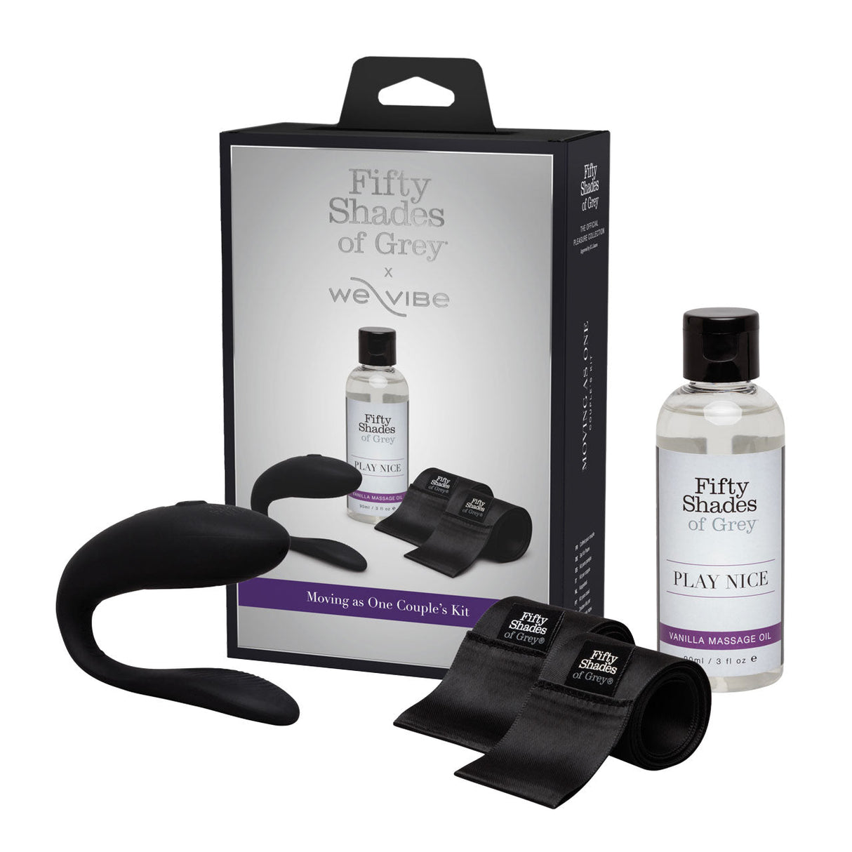 Buy Fifty Shades of Grey x We - Vibe Sync Lite - Moving as One Couple Kit (Black 3 Piece) – Naughtyhut NZ sex toys online. Discreet delivery & top brands.