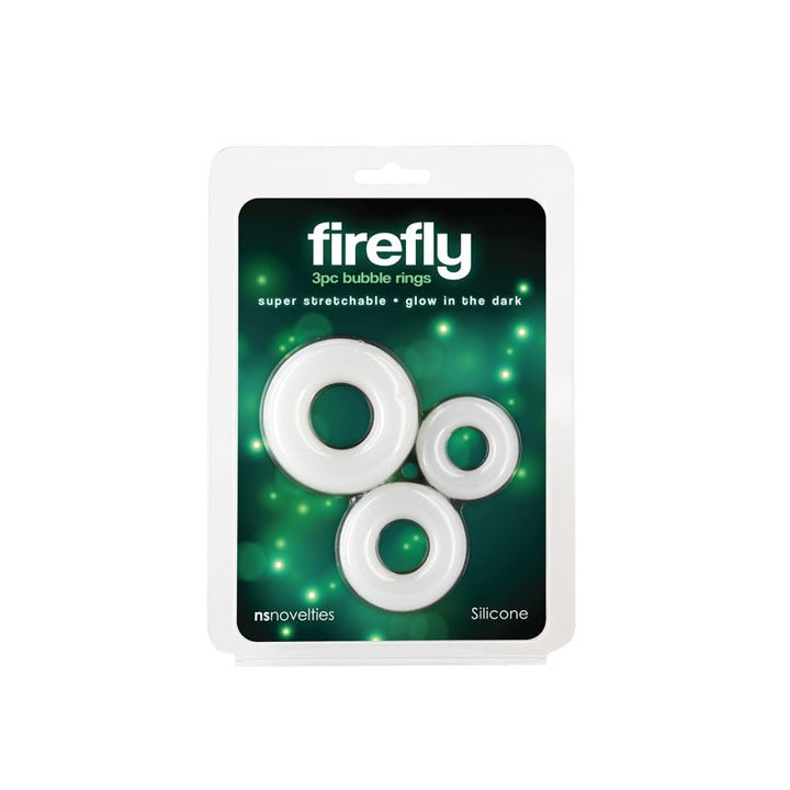Firefly - 3pc Bubble Rings - White - Glow in Dark Cock Rings - Set of 3 Sizes – Sex toys NZ by Naughtyhut. Discreet delivery nationwide.
