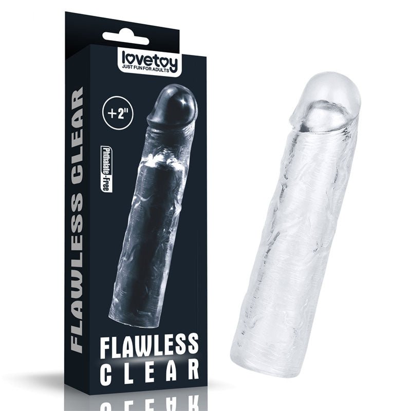 Buy Flawless Clear Penis Sleeve 2'' - Clear 5 cm Penis Extender Sleeve – Naughtyhut NZ sex toys online. Discreet delivery & top brands.