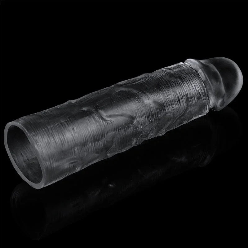 Flawless Clear sleeve tilted to show the hollow open end and inner cavity