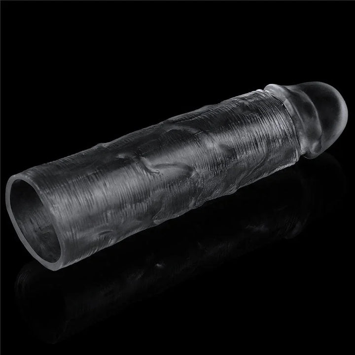 Flawless Clear sleeve tilted to show the hollow open end and inner cavity